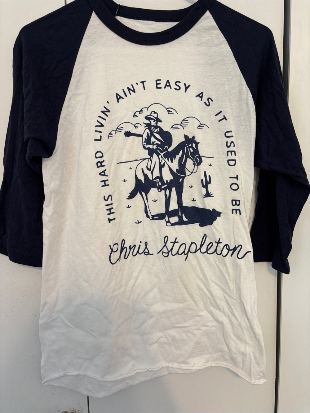 Navy and white Chris Stapleton concert shirt